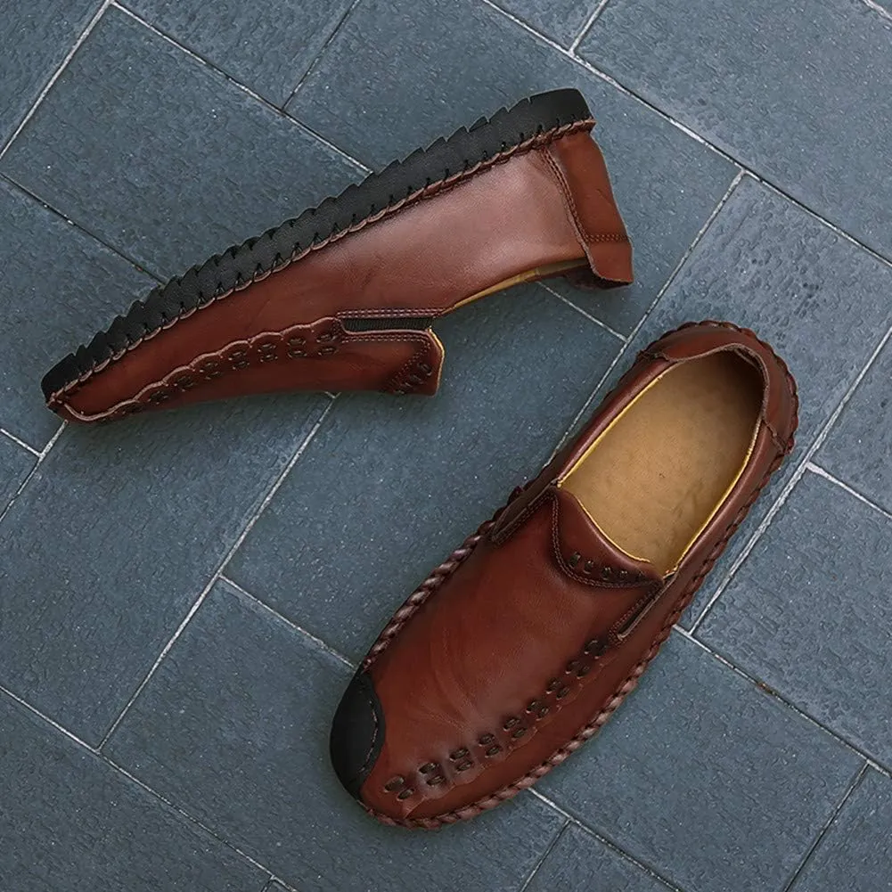 Asifn Men's Casual Driving Leather Loafers Summer Business Brogue Breathable Comfort Sport Walking Handmade Moccasin