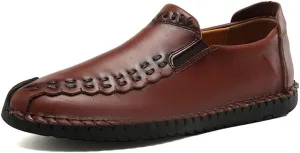 Asifn Men's Casual Driving Leather Loafers Summer Business Brogue Breathable Comfort Sport Walking Handmade Moccasin