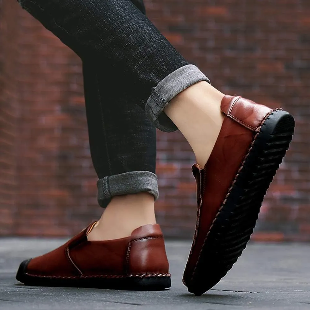 Asifn Men's Casual Driving Leather Loafers Summer Business Brogue Breathable Comfort Sport Walking Handmade Moccasin