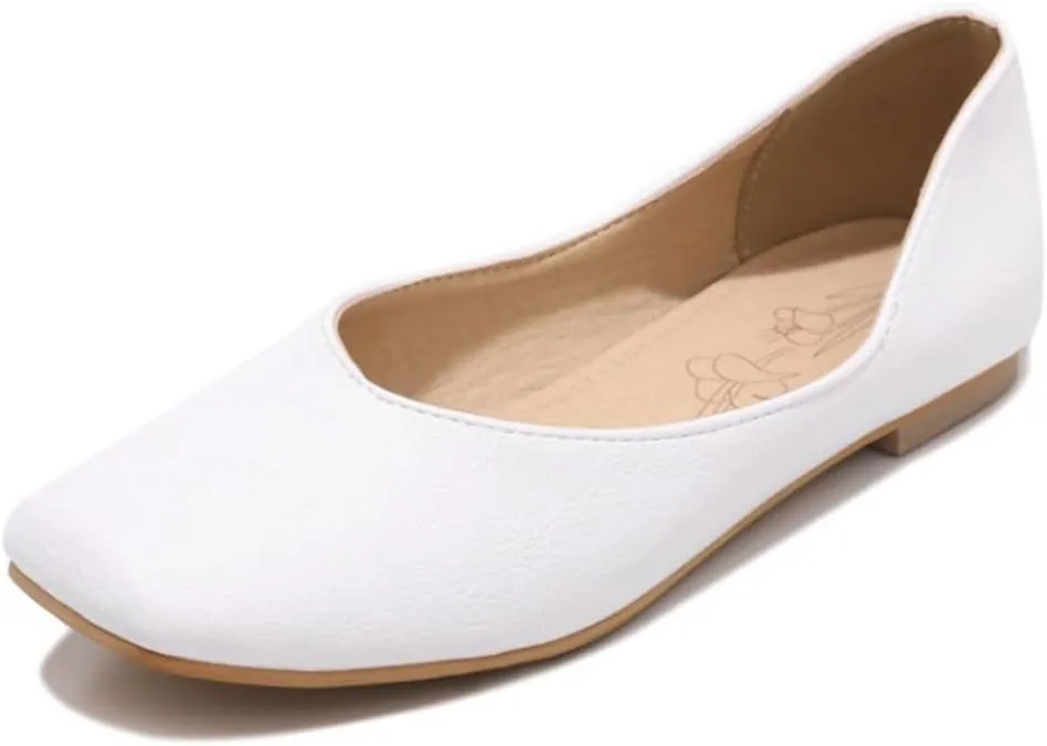 Ballet Flats for Womens Girls Square Toe Comfortable Slip On Soft Walking Loafers Dress Shoes