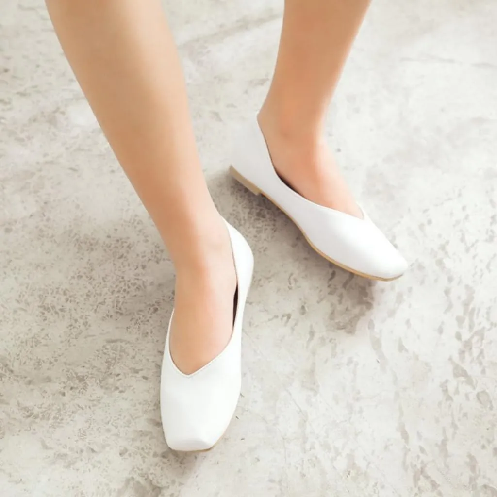 Ballet Flats for Womens Girls Square Toe Comfortable Slip On Soft Walking Loafers Dress Shoes