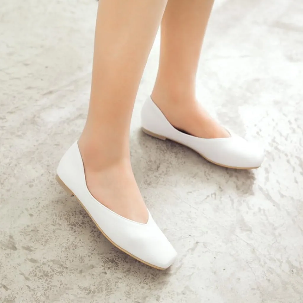 Ballet Flats for Womens Girls Square Toe Comfortable Slip On Soft Walking Loafers Dress Shoes