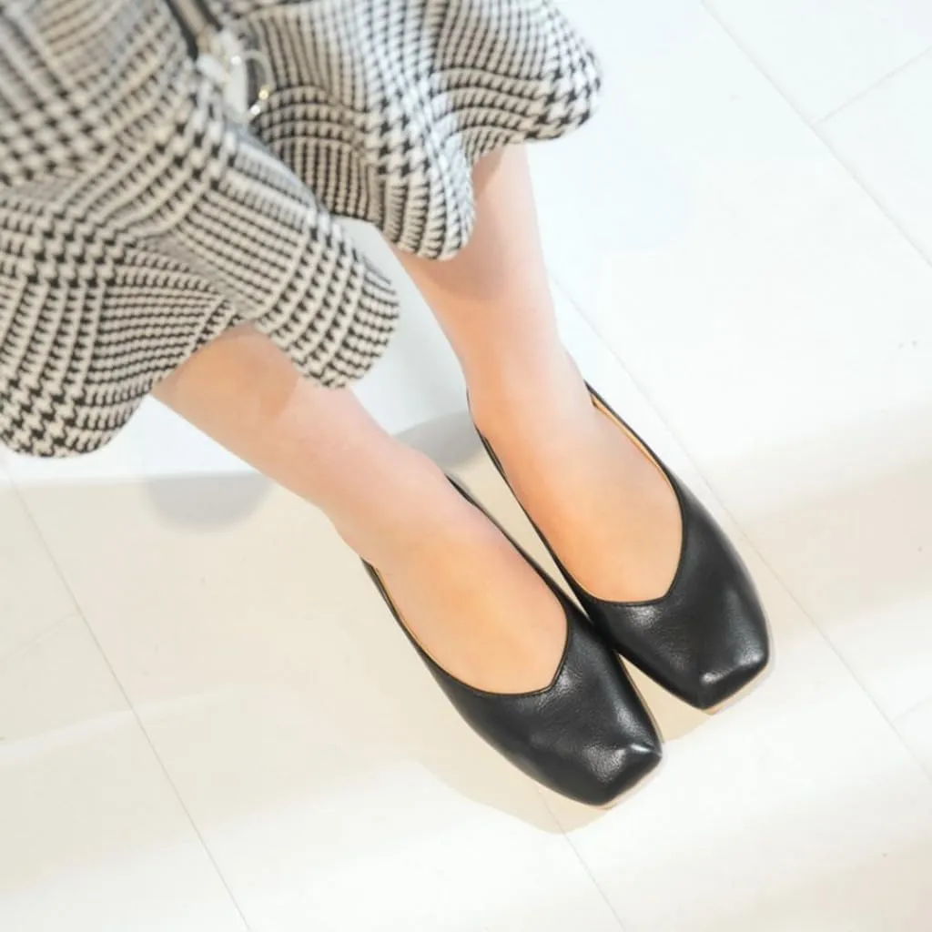 Ballet Flats for Womens Girls Square Toe Comfortable Slip On Soft Walking Loafers Dress Shoes