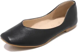Ballet Flats for Womens Girls Square Toe Comfortable Slip On Soft Walking Loafers Dress Shoes