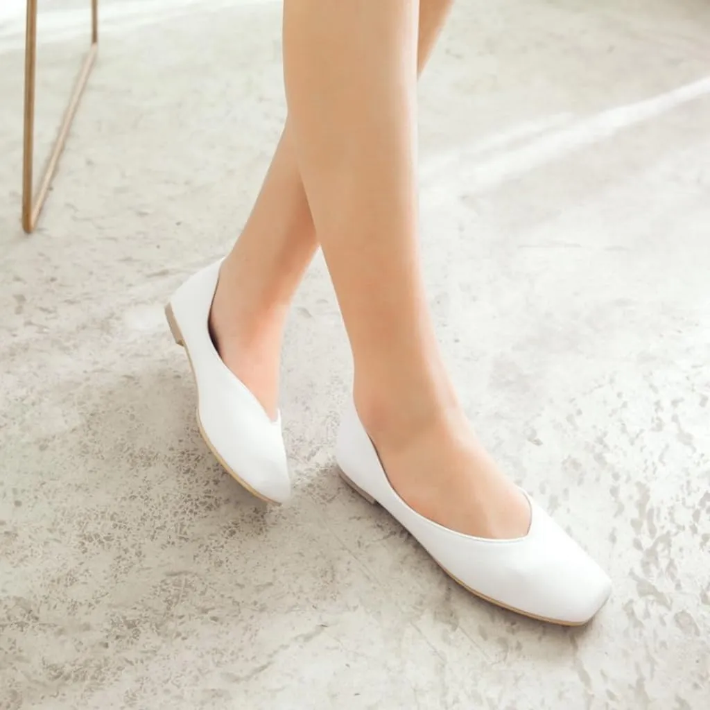 Ballet Flats for Womens Girls Square Toe Comfortable Slip On Soft Walking Loafers Dress Shoes