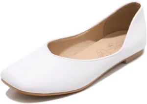 Ballet Flats for Womens Girls Square Toe Comfortable Slip On Soft Walking Loafers Dress Shoes