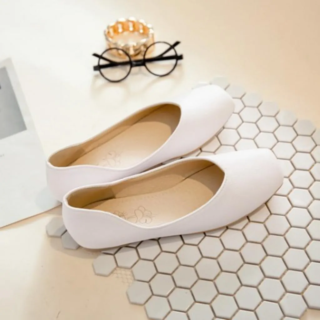 Ballet Flats for Womens Girls Square Toe Comfortable Slip On Soft Walking Loafers Dress Shoes