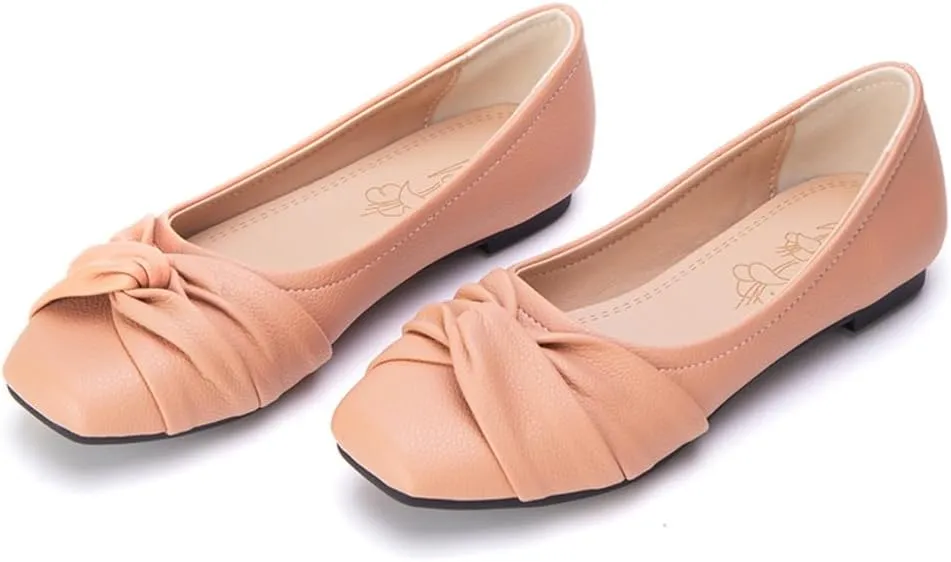 Ballet Flats for Womens Girls Square Toe Soft Comfortable Slip On Ballerina Walking Loafers Dress Shoes
