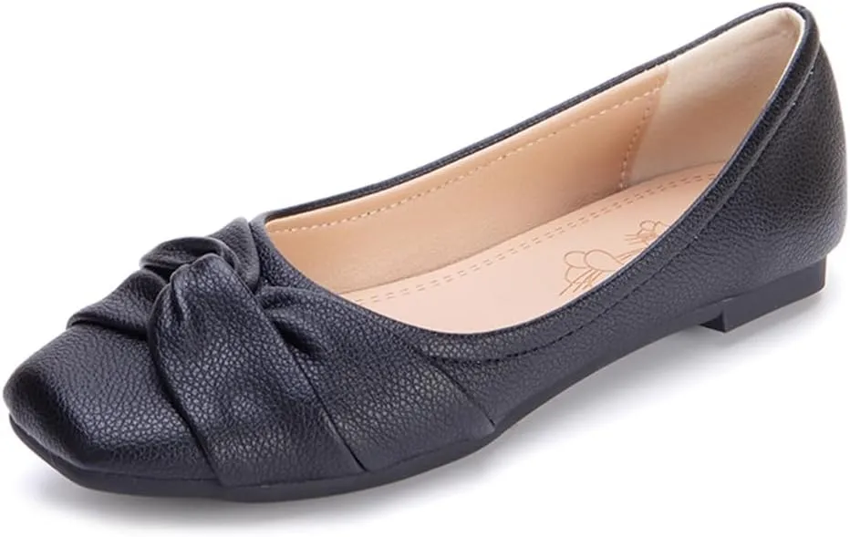 Ballet Flats for Womens Girls Square Toe Soft Comfortable Slip On Ballerina Walking Loafers Dress Shoes