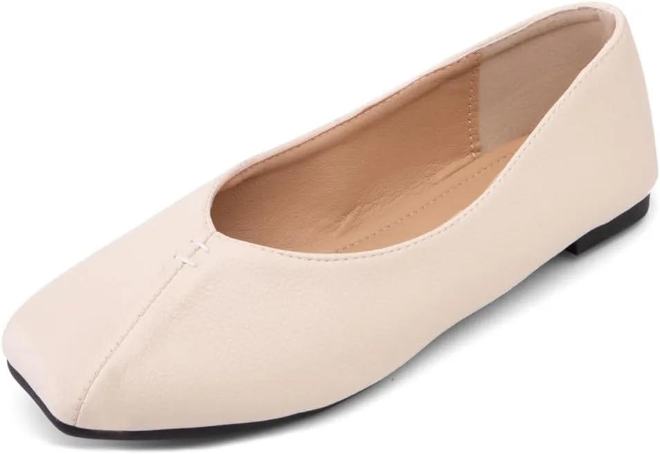Ballet Flats for Womens Girls Square Toe Soft Comfortable Slip On Ballerina Walking Loafers Dress Shoes