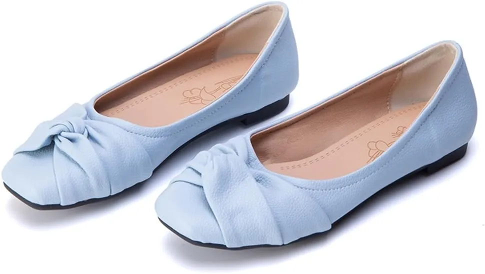 Ballet Flats for Womens Girls Square Toe Soft Comfortable Slip On Ballerina Walking Loafers Dress Shoes