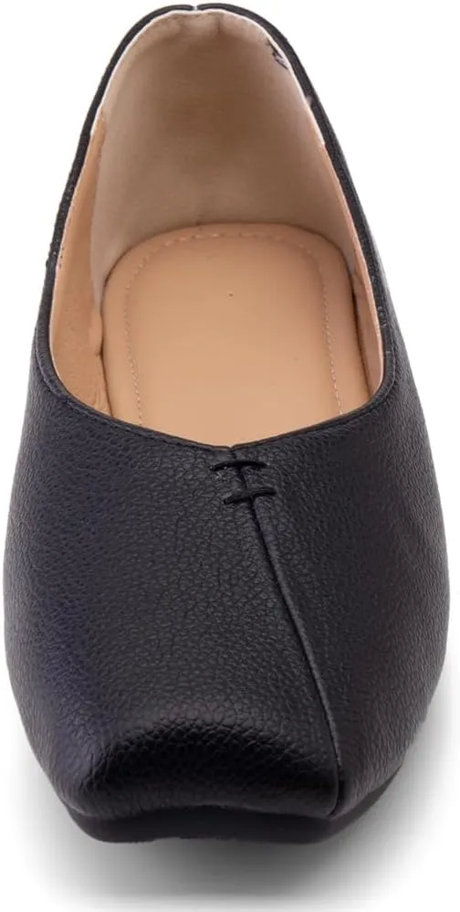 Ballet Flats for Womens Girls Square Toe Soft Comfortable Slip On Ballerina Walking Loafers Dress Shoes