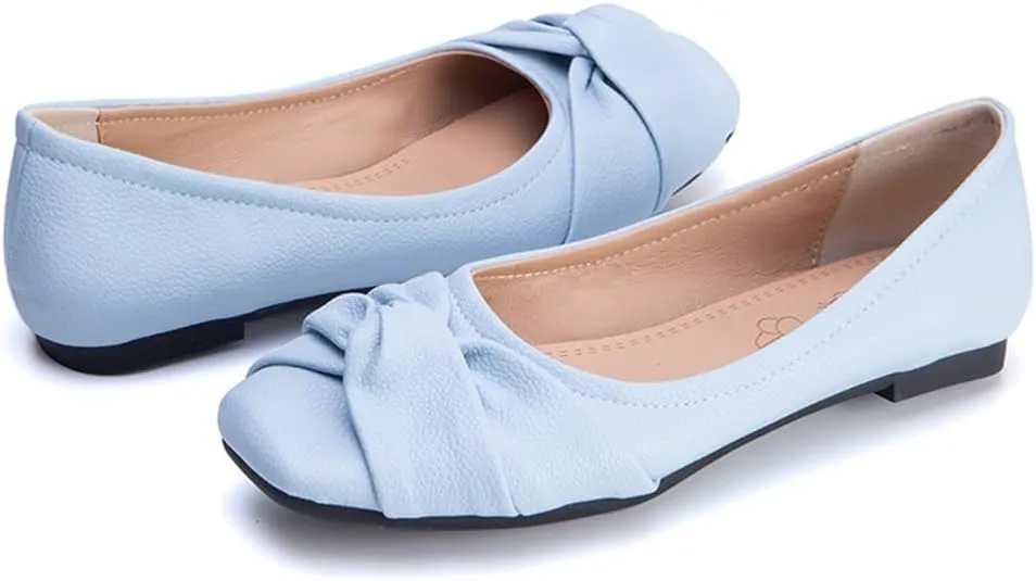 Ballet Flats for Womens Girls Square Toe Soft Comfortable Slip On Ballerina Walking Loafers Dress Shoes