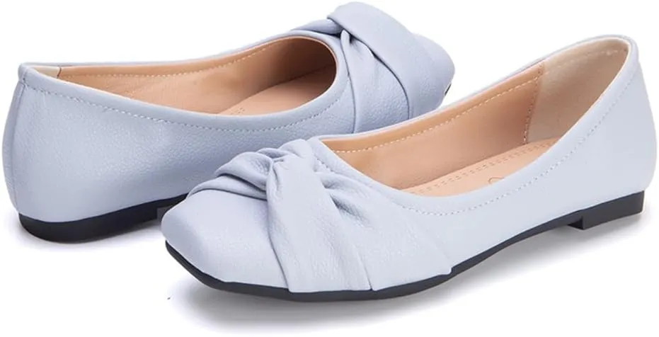 Ballet Flats for Womens Girls Square Toe Soft Comfortable Slip On Ballerina Walking Loafers Dress Shoes