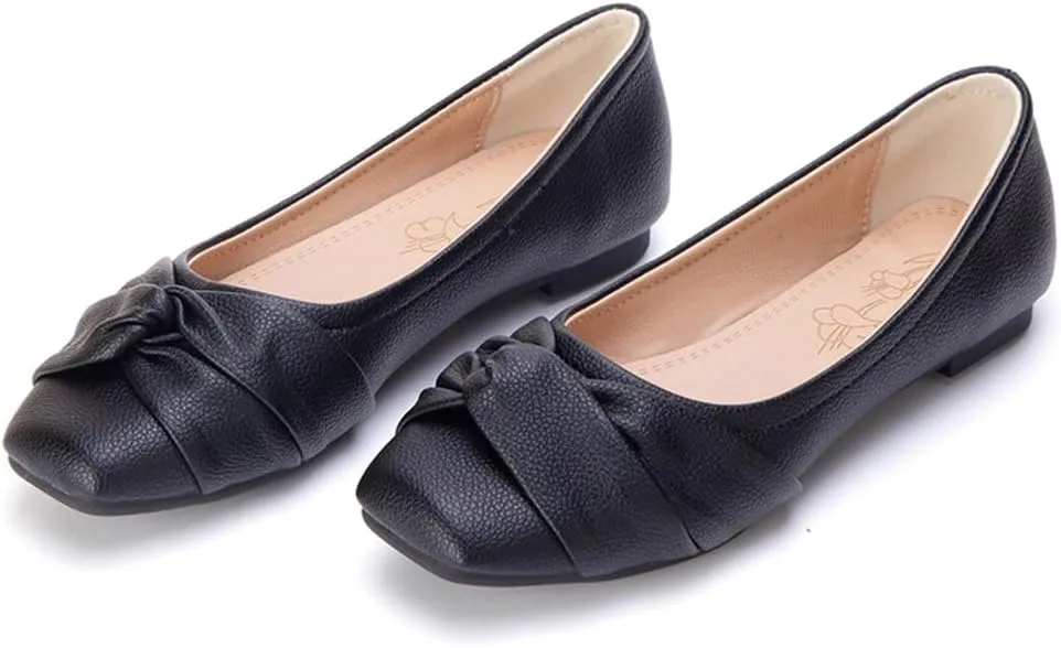 Ballet Flats for Womens Girls Square Toe Soft Comfortable Slip On Ballerina Walking Loafers Dress Shoes