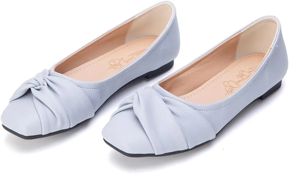 Ballet Flats for Womens Girls Square Toe Soft Comfortable Slip On Ballerina Walking Loafers Dress Shoes
