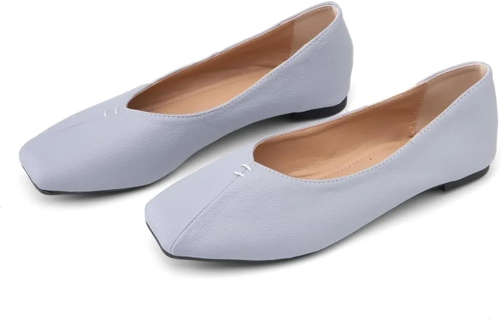 Ballet Flats for Womens Girls Square Toe Soft Comfortable Slip On Ballerina Walking Loafers Dress Shoes