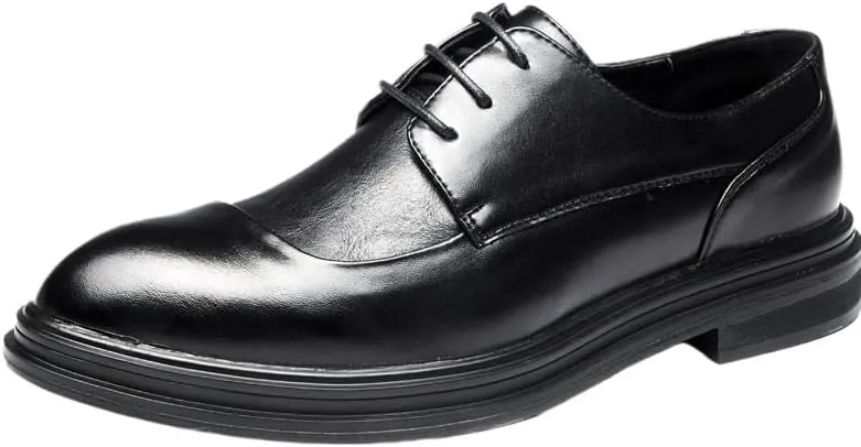 Black Retro Brogue Shoes for Men Fashionable Formal Business Oxford Shoes Mens Waterproof Dress Shoes