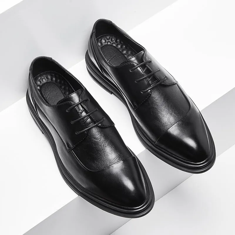 Black Retro Brogue Shoes for Men Fashionable Formal Business Oxford Shoes Mens Waterproof Dress Shoes