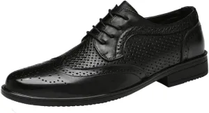 British Vintage Carved Brogue Shoes, Mens Genuine Leather Dress Shoes, Fashion Hollowout Breathable Loafers Shoes, Men Lace-up Bean Shoes