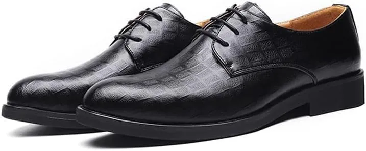 Casual Business Shoes for Men, Dress Shoes Lace Up Formal Black Patent Leather Brogue Shoes for Male Wedding Party Office Oxfords