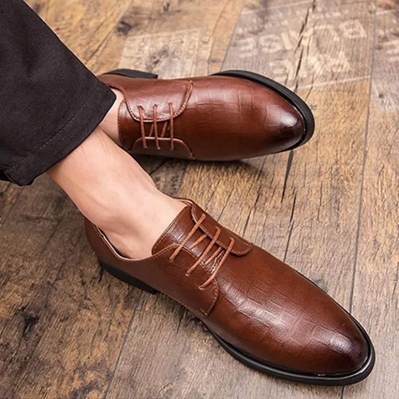 Casual Business Shoes for Men, Dress Shoes Lace Up Formal Black Patent Leather Brogue Shoes for Male Wedding Party Office Oxfords