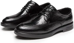 Casual Business Shoes for Men, Dress Shoes Lace Up Formal Black Patent Leather Brogue Shoes for Male Wedding Party Office Oxfords