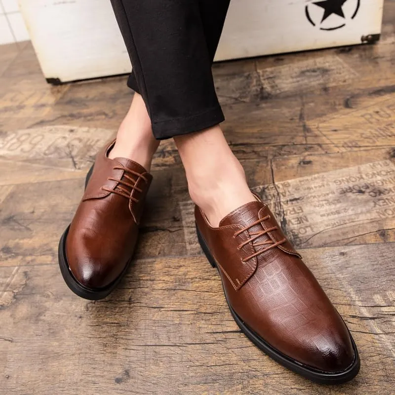 Casual Business Shoes for Men, Dress Shoes Lace Up Formal Black Patent Leather Brogue Shoes for Male Wedding Party Office Oxfords