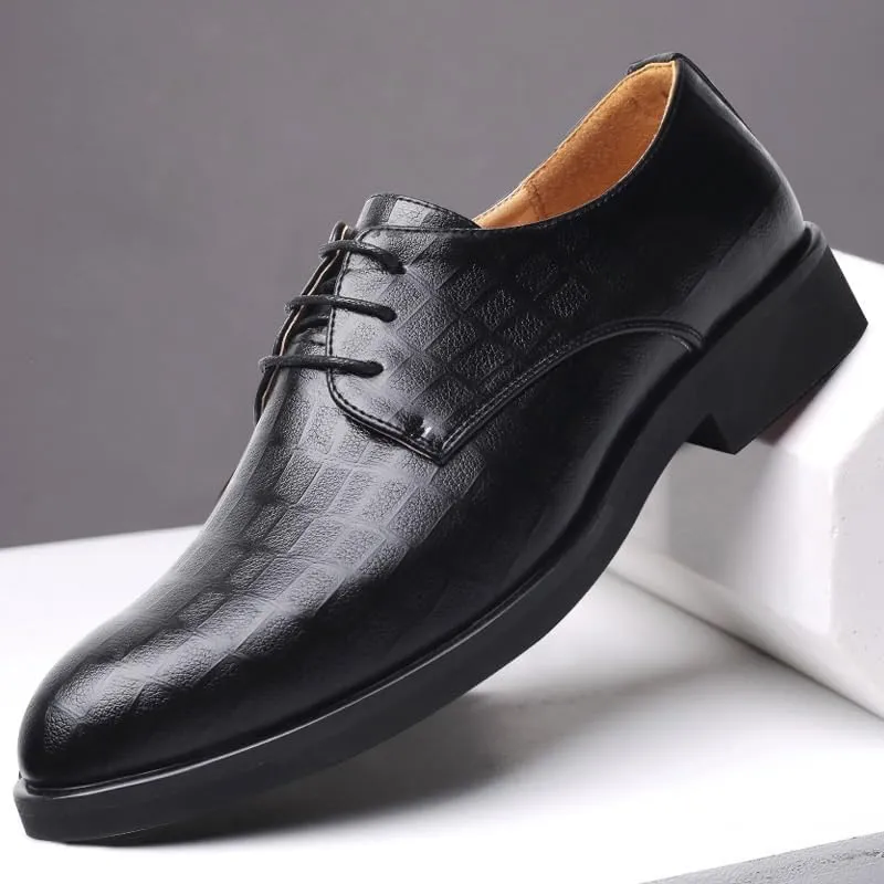 Casual Business Shoes for Men, Dress Shoes Lace Up Formal Black Patent Leather Brogue Shoes for Male Wedding Party Office Oxfords
