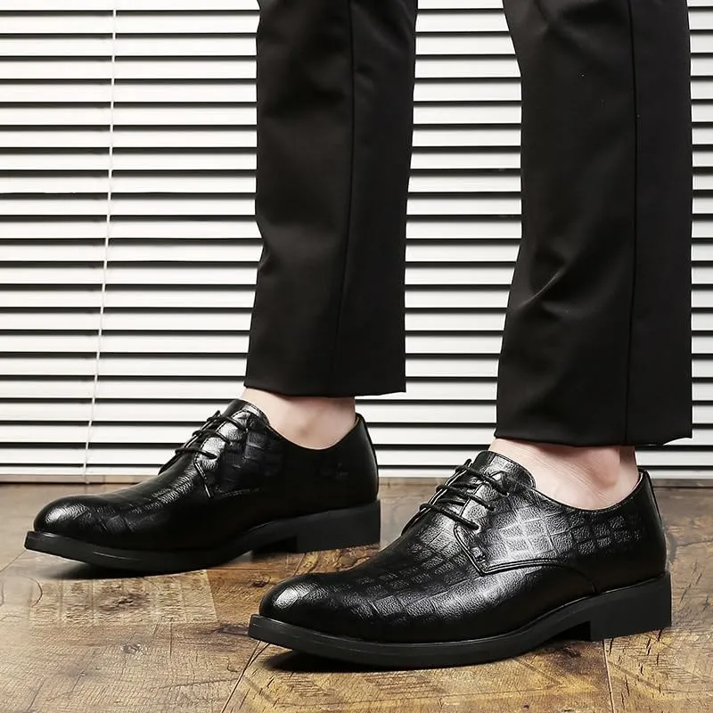 Casual Business Shoes for Men, Dress Shoes Lace Up Formal Black Patent Leather Brogue Shoes for Male Wedding Party Office Oxfords