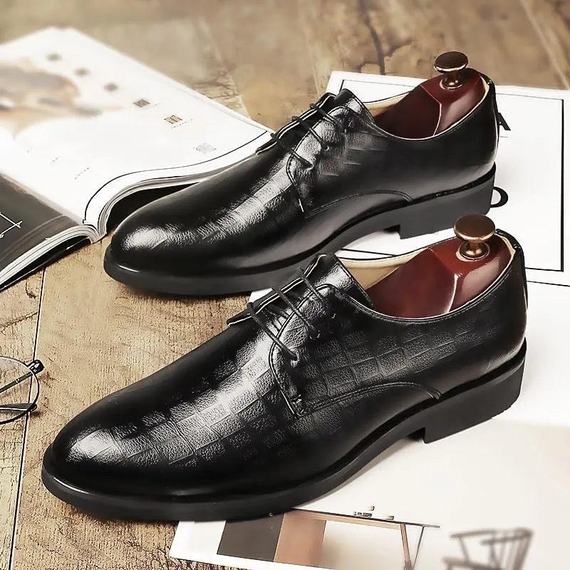 Casual Business Shoes for Men, Dress Shoes Lace Up Formal Black Patent Leather Brogue Shoes for Male Wedding Party Office Oxfords