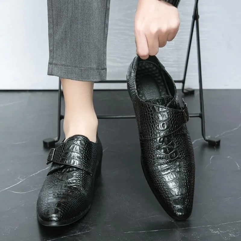 Casual Business Walking Shoes for Men Mens Monk Brogue Shoes Fashion Breathable Leather Black Soft Outdoor Casual Autumn Mules Dress Flats
