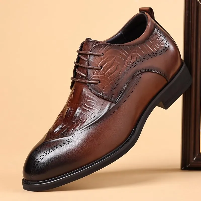 Classic Lace Up Brogue Shoes Men Casual Non-Slip Leather Shoes Mens Formal Oxford Shoes for Wedding