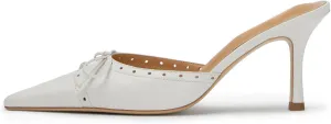 CORNMOOD Pumps for Women Backless Stiletto Heels Pointed Toe Sandals Slip On Cutout Strap Mules Shoes