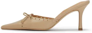 CORNMOOD Pumps for Women Backless Stiletto Heels Pointed Toe Sandals Slip On Cutout Strap Mules Shoes