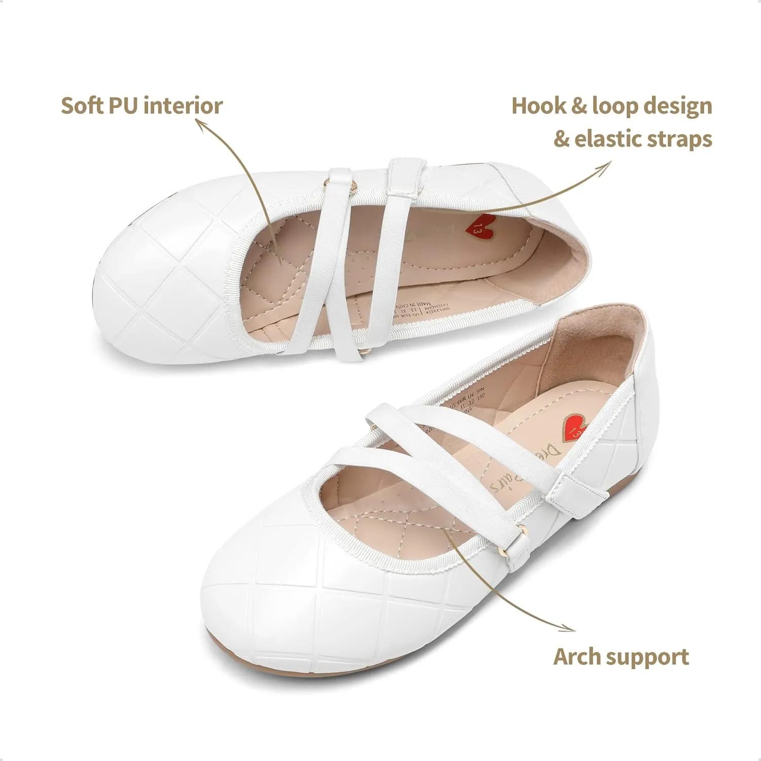 DREAM PAIRS Girls Ballerina Dress Shoes Flower Girl Mary Jane Ballet Flats
