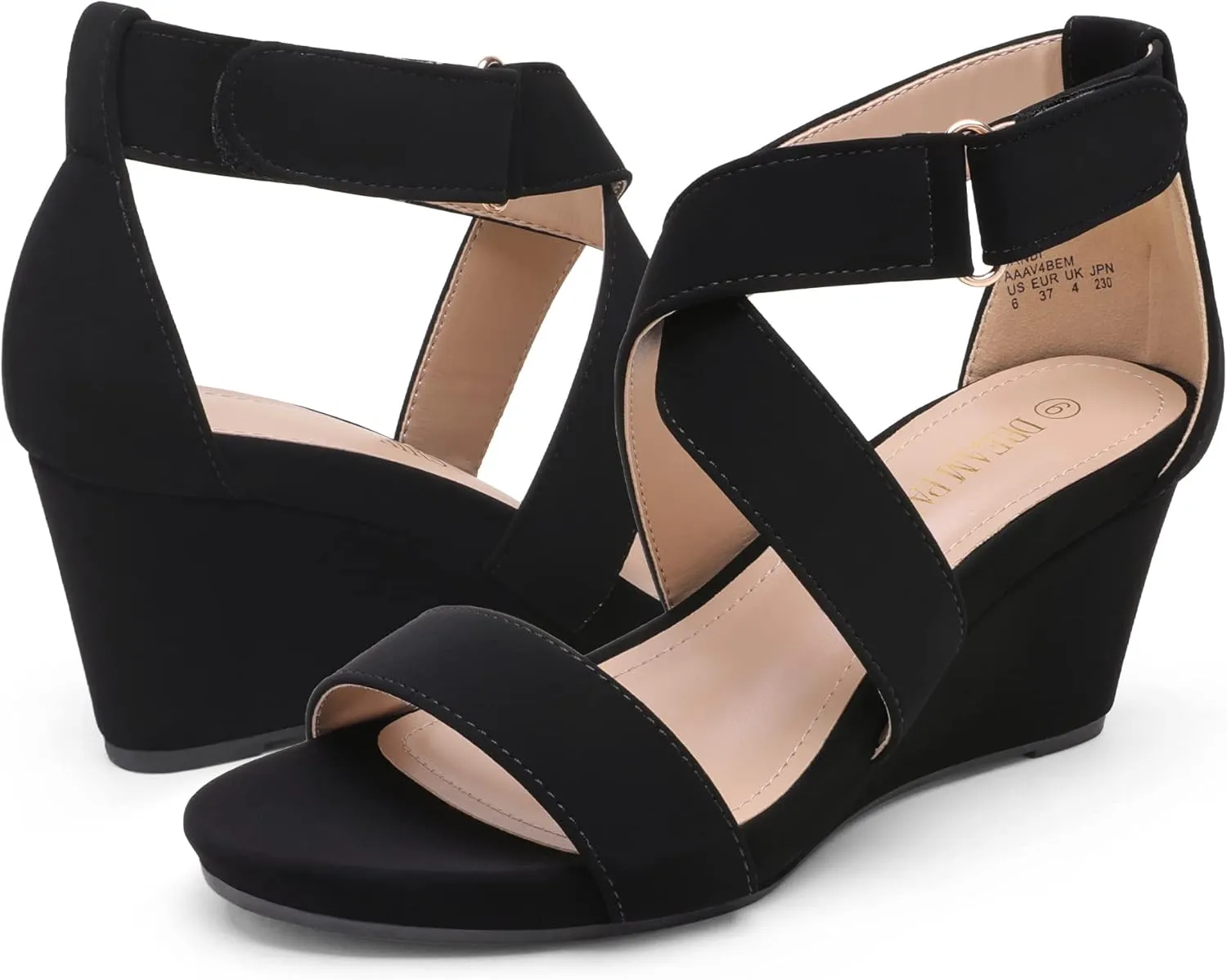 DREAM PAIRS Women's Ankle Strap Wedge Sandals, Comfortable Open Toe Summer Dress Shoes