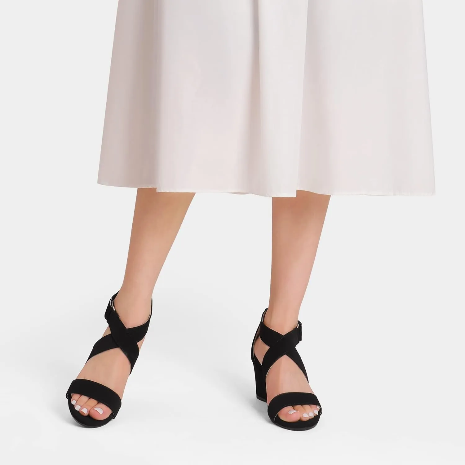 DREAM PAIRS Women's Ankle Strap Wedge Sandals, Comfortable Open Toe Summer Dress Shoes
