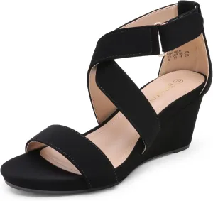 DREAM PAIRS Women's Ankle Strap Wedge Sandals, Comfortable Open Toe Summer Dress Shoes