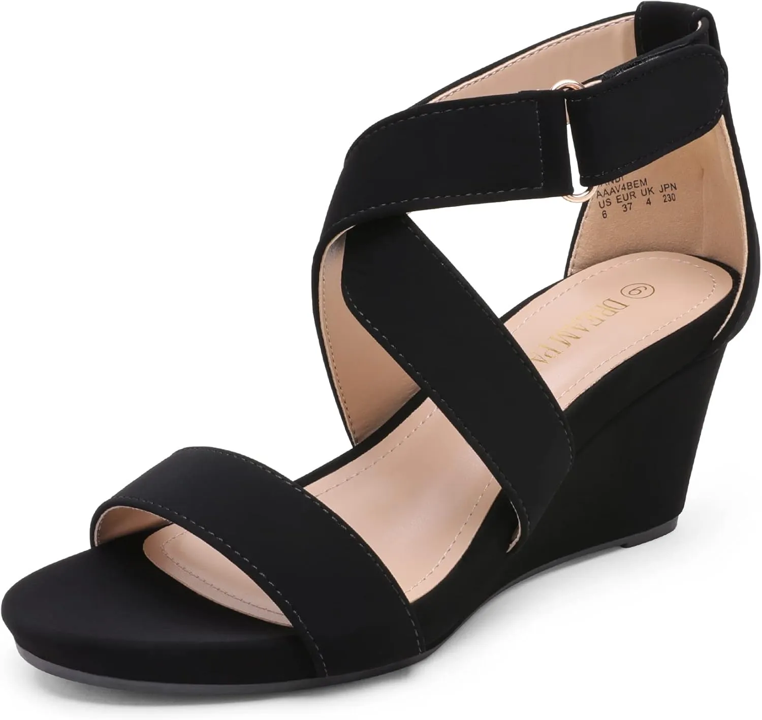 DREAM PAIRS Women's Ankle Strap Wedge Sandals, Comfortable Open Toe Summer Dress Shoes