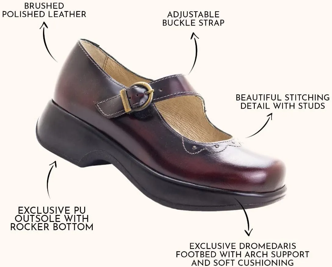 Dromedaris Womens Selma Comfort Mary-Jane Shoe - Arch Support   Rocker Bottom