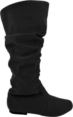 Fashion Knee High Perforated Women Boots Faux Leather