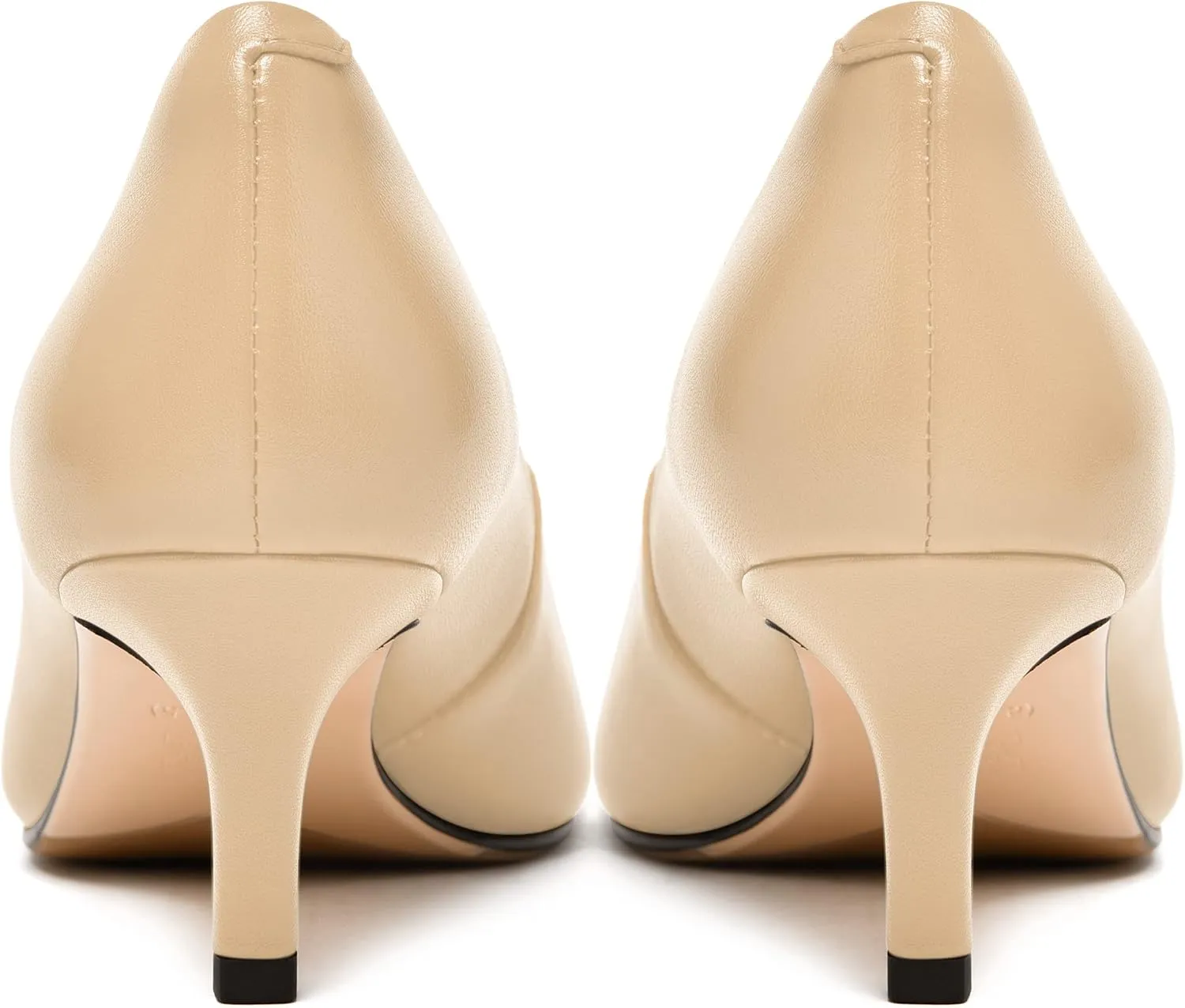 FEMSTEP Womens Work Pointed Toe Slip On Formal Leather Kitten Low Heel Pumps Shoes 2 Inch