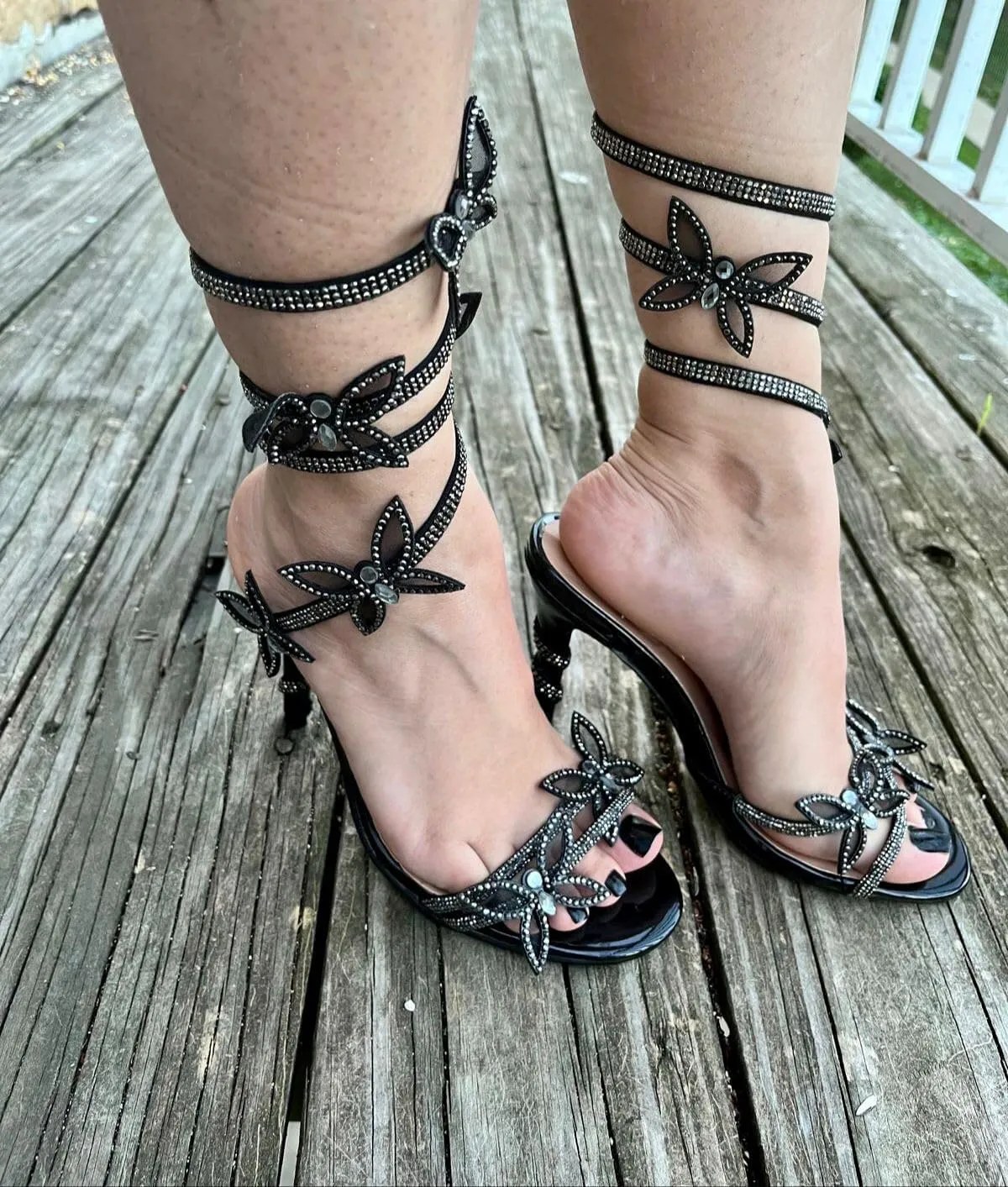 Forever Link Women Rhinestone Butterfly Wrap up Stiletto Heel Sandals