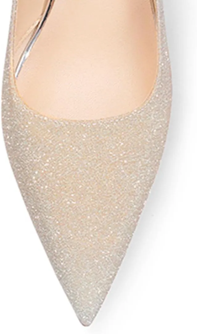 FSJ Women Shiny Glitter Closed Pointy Toe Pumps Sparkly High Heel Sexy Slip On Banquet Formal Event Dress Shoes Sizes 4-16 US