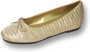 Fuzzy Lizzy (FT6012) Women Wide Width Casual Flats Skimmer Metallic with Glitter Everyday Shoes Gold 8