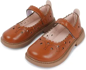 Happy Cherry Toddler Girl Hollow Mary Jane Dress Shoes Little Girl Ballet Flats School Uniform Shoes for Wedding Party