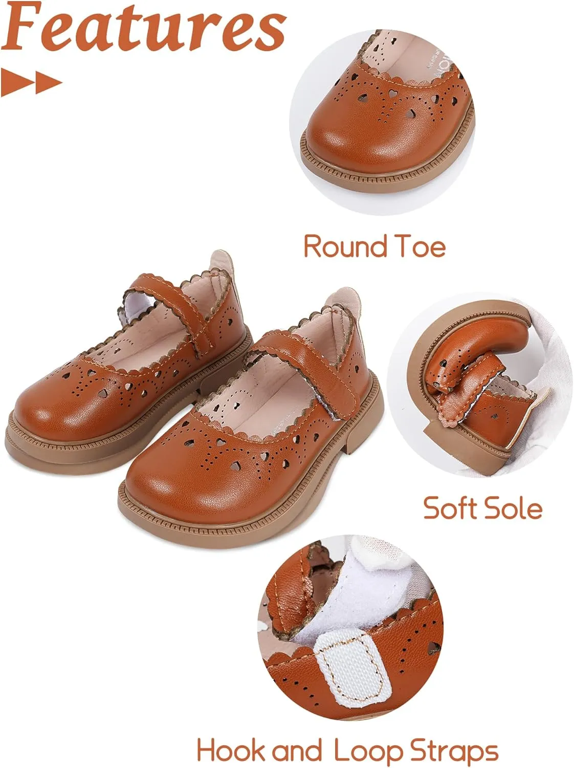 Happy Cherry Toddler Girl Hollow Mary Jane Dress Shoes Little Girl Ballet Flats School Uniform Shoes for Wedding Party