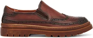 HASMI Spring and Autumn British Black Brogues Slip-on Loafers Thick-Soled Casual Leather Shoes