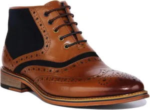 Hawkin A-Hi Suede Combo Brogue Wing T (Size 11, Brown Blue)
